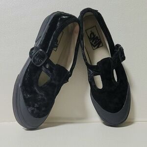Vans Style 93 Mary Jane Buckle Strap Black Crushed Velvet Unisex